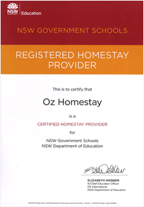 Oz Homestay DEC Certificate